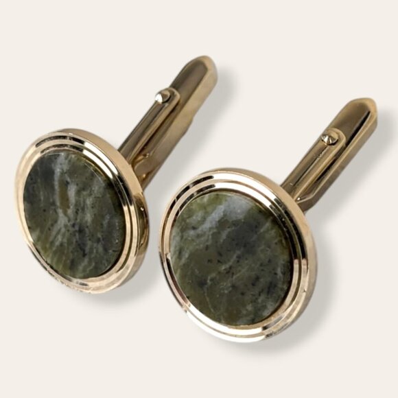 Vintage Connemara Marble Cufflinks - Picture 4 of 6